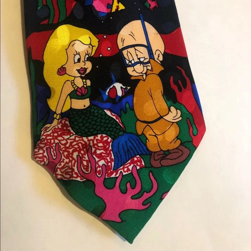 LOONEY TUNES Elmer Fudd 100% Silk Neck Tie $59 NWOT